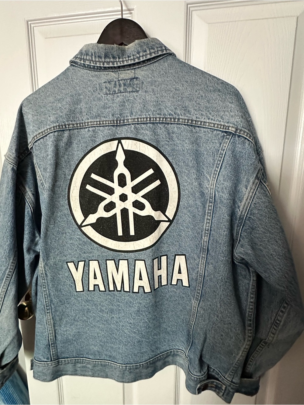 Yamaha | Vintage Light Wash Denim Motorcycle Jacket with Back Logo